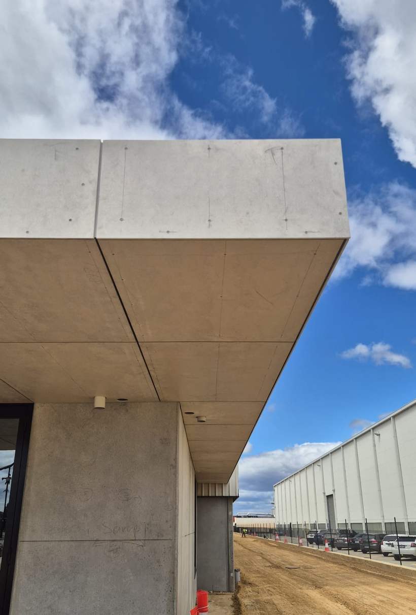 CFC soffit and fascia running along the length of the factory elevation.