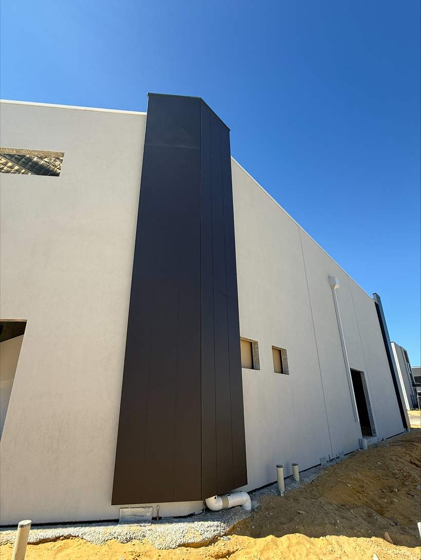 Charcoal Duragroove feature blade running full height on a rendered elevation.